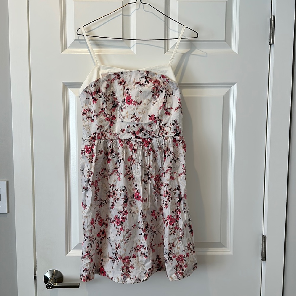 Forever 21 White mini dress size M with pink florals